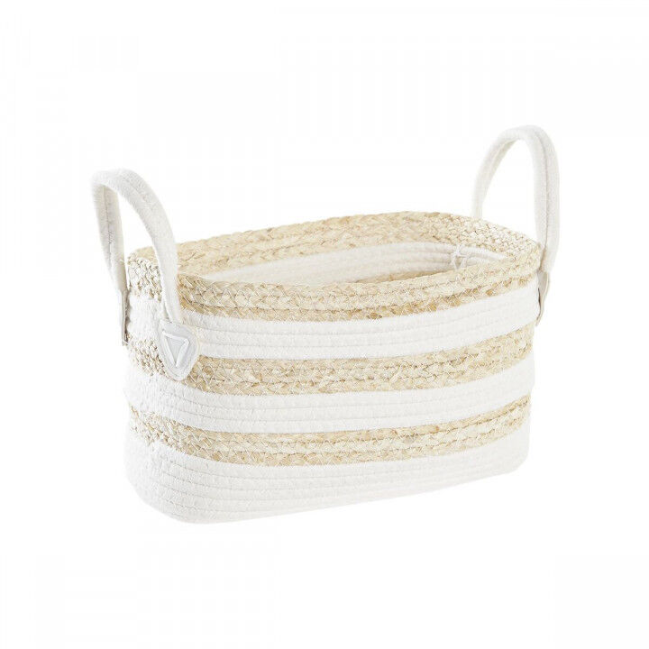 Mand DKD Home Decor Wit Beige Natuurlijke Vezel 33 x 16 x 19 cm
