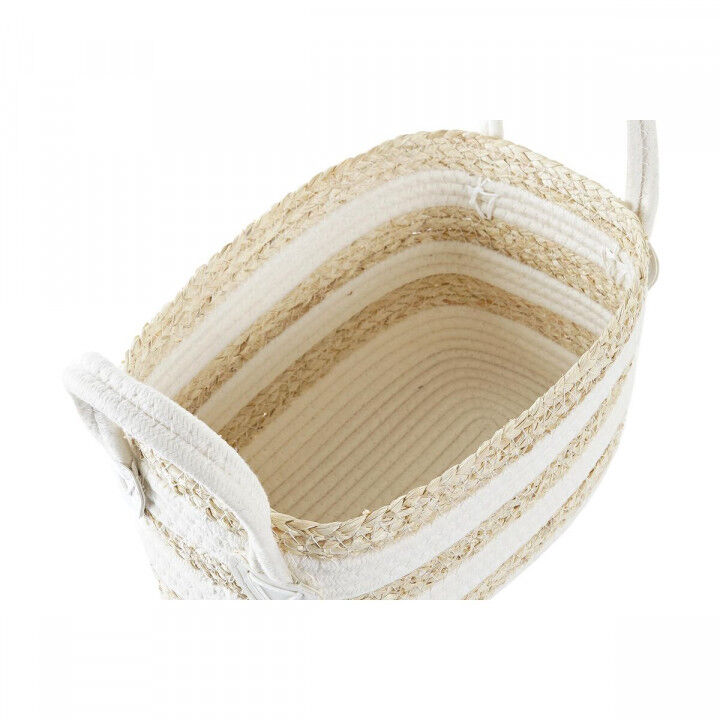 Panier DKD Home Decor Blanc Beige Fibre naturelle 33 x 16 x 19 cm