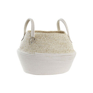 Basket DKD Home Decor White Natural Natural Fibre 37 x 37 x 25 cm