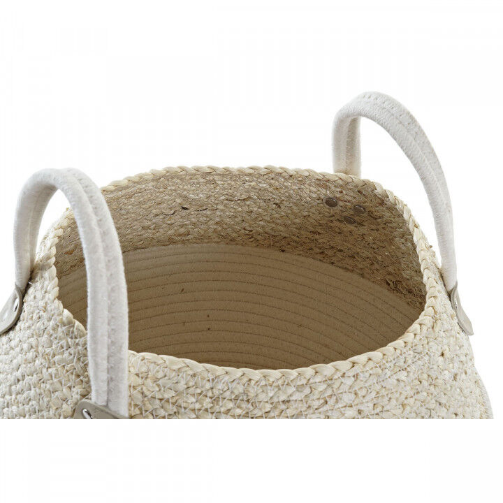 Cesta DKD Home Decor Blanco Natural Fibra natural 37 x 37 x 25 cm