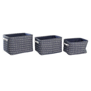 Basket spelset DKD Home Decor Wit Marineblauw 38 x 28 x 25 cm 3 Onderdelen (3 Stuks)