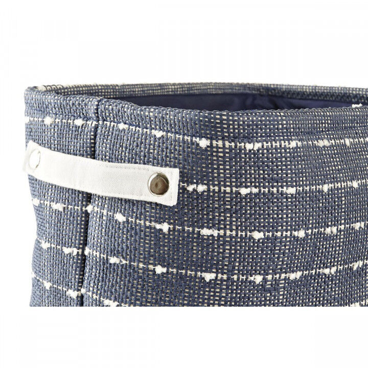 Set de basket DKD Home Decor Blanc Blue marine 38 x 28 x 25 cm 3 Pièces (3 Unités)