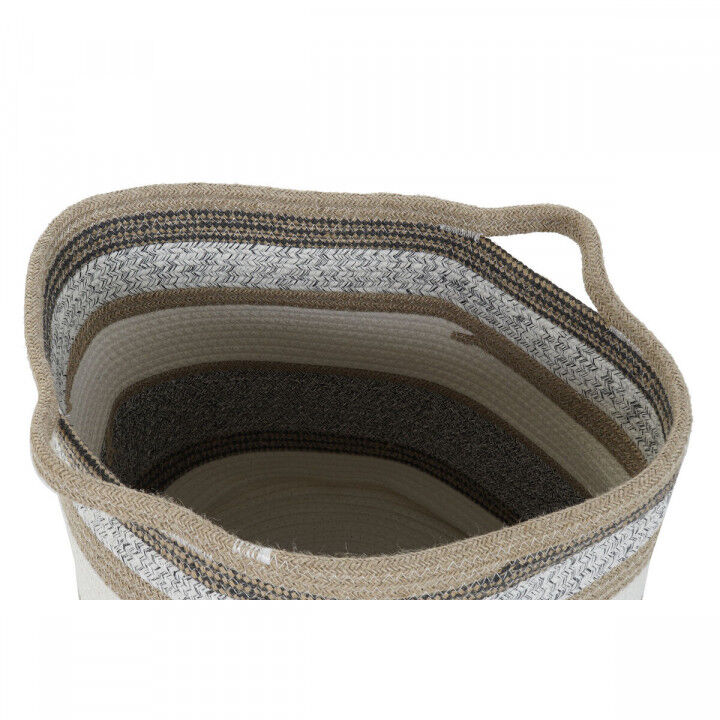 Set di Cestini DKD Home Decor Bianco Grigio Naturale Juta Iuta (2 Pezzi)
