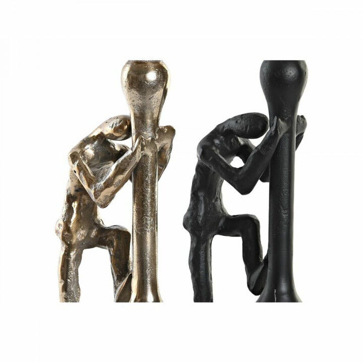 Candelabro DKD Home Decor 12 x 10 x 27 cm Champagne Nero Alluminio Moderno (2 Unità)