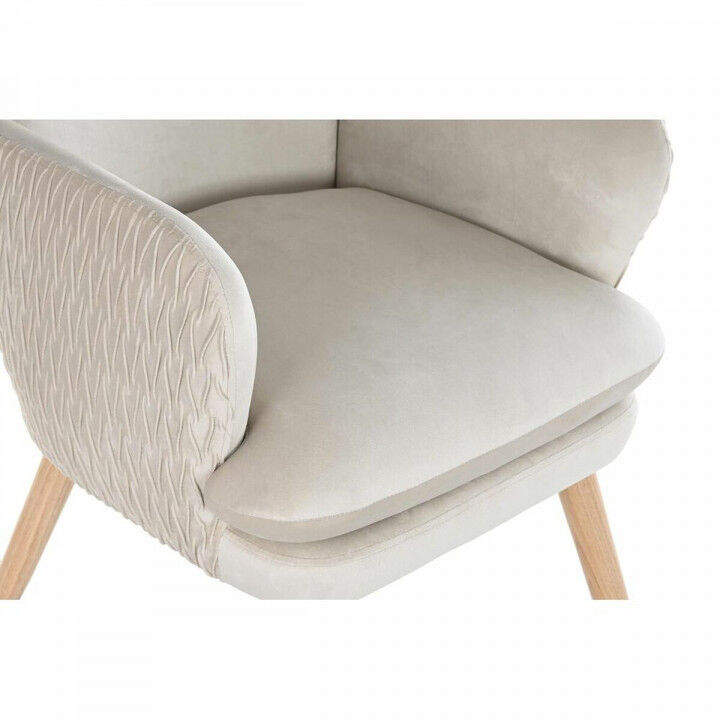 Armstoel DKD Home Decor Beige Natuurlijk Polyester Hout 67 x 70 x 95 cm