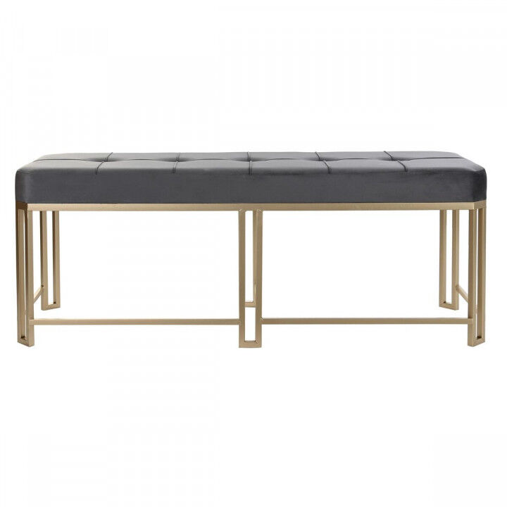 Banquette DKD Home Decor   Gris Métal Velours (120 x 40 x 47 cm)