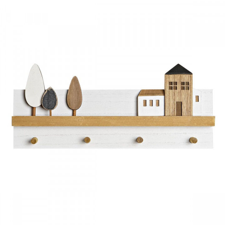 Wandgarderobe DKD Home Decor Holz Häuser Urban 40 x 4 x 17 cm