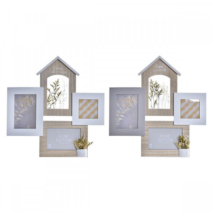 Cadre photo DKD Home Decor Bois 39 x 3 x 41 cm Naturel Plante (2 Unités)