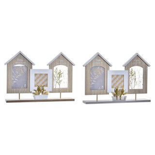 Cornice Portafoto DKD Home Decor Legno Fiore Naturale (42 x 7 x 29 cm) (2 Unità)