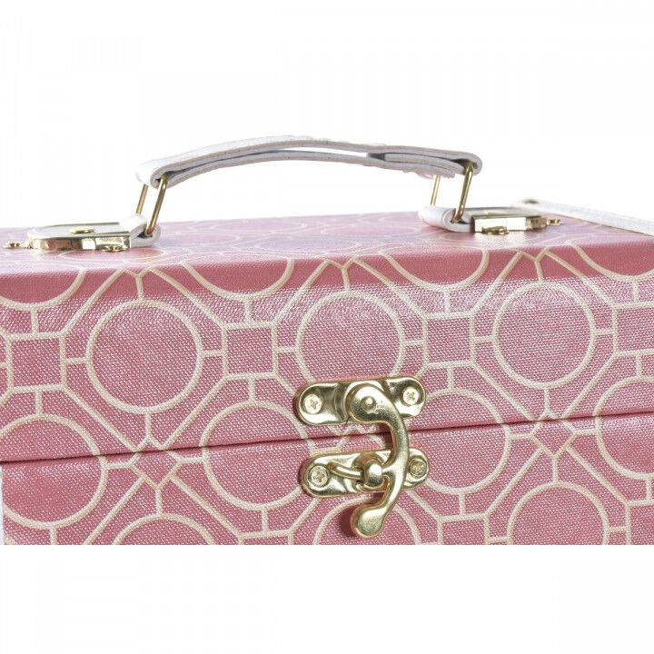 Set decoratieve dozen DKD Home Decor Canvas Hout Oranje Wit 24 x 18 x 19 cm (2 Stuks)