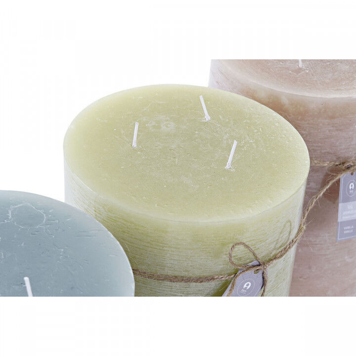 Candle DKD Home Decor Blue Brown Green 14,5 x 14,5 x 20 cm Vanilla Wax (3 Units)