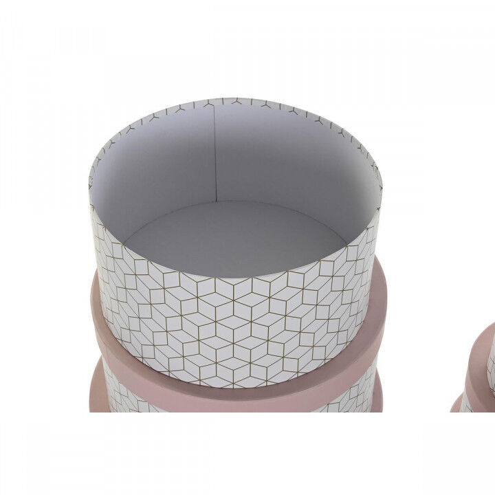 Satz stapelbarer Organizerboxen DKD Home Decor Rosa Gold Pappe (37,5 x 37,5 x 18 cm)