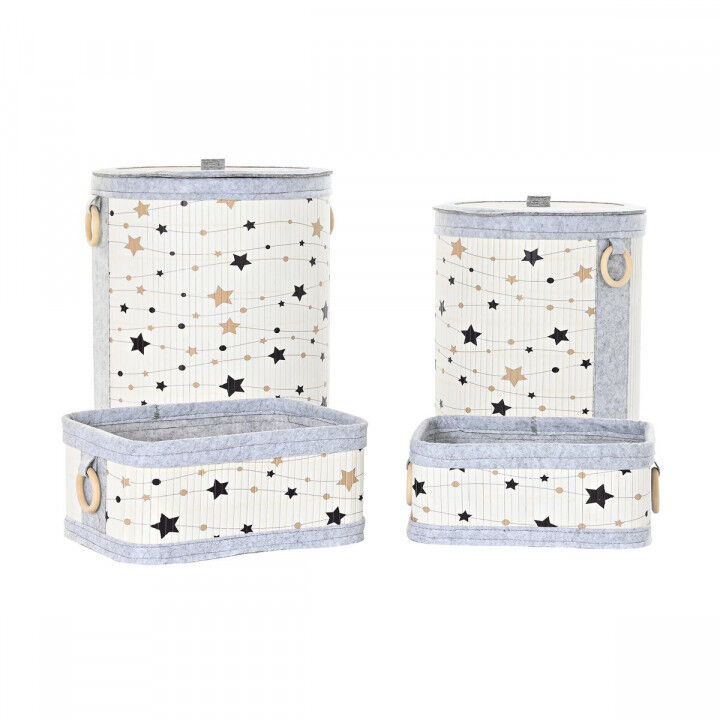 Cesta Multiusos DKD Home Decor Bambú Estrellas 36 x 36 x 50 cm