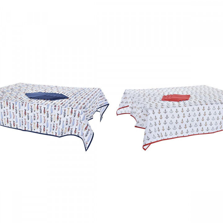 Set biancheria da tavola DKD Home Decor Azzurro Bianco Rosso 150 x 150 x 0,5 cm (2 Unità)