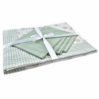Tafellinnenset DKD Home Decor Blommor Groen 150 x 150 x 0,5 cm
