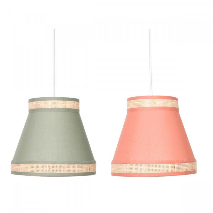Plafondlamp DKD Home Decor 30 x 30 x 28 cm Natuurlijk Oranje Groen Rotan 28 x 28 x 28 cm 50 W (2 Stuks)