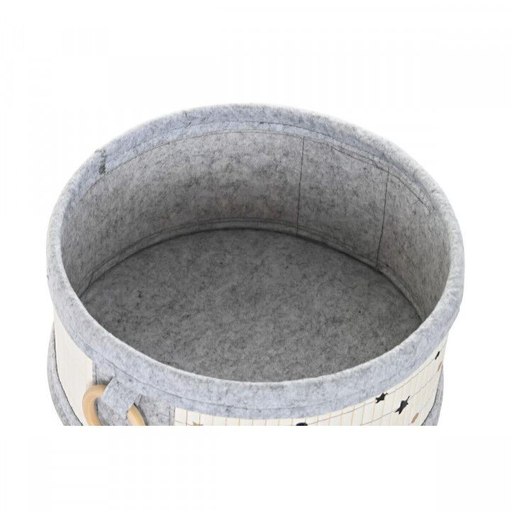 Mandenset DKD Home Decor Wit Zwart Grijs Gouden Bamboe Sterren 41 x 31 x 42 cm 4 Onderdelen