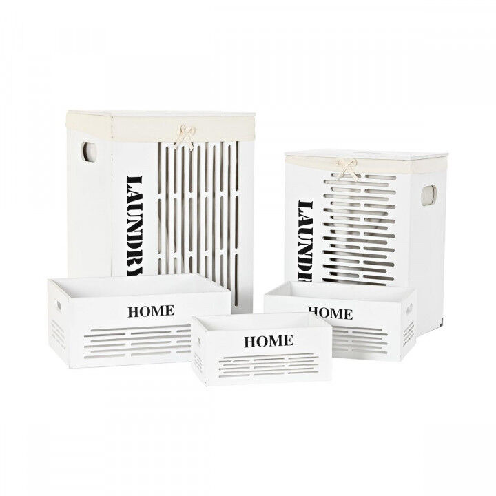 Lot de paniers DKD Home Decor Blanc Noir Beige Bois MDF 40 x 30 x 56 cm 5 Pièces (5 Unités)