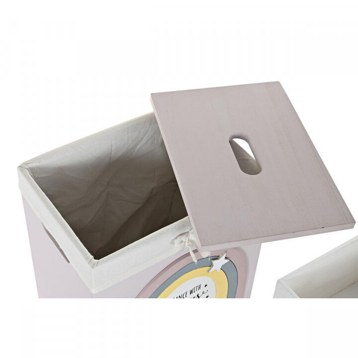 Juego de Cestos DKD Home Decor Amarillo Blanco Gris Rosa Madera de Paulonia Infantil 40 x 30 x 55 cm 5 Piezas (5 Unidades)