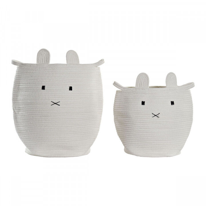 Lot de paniers DKD Home Decor Blanc Enfant Animal 35 x 35 x 49 cm