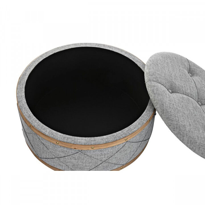 Kruk DKD Home Decor   Natuurlijk Hout Polyester Lichtgrijs (80 x 80 x 43 cm)