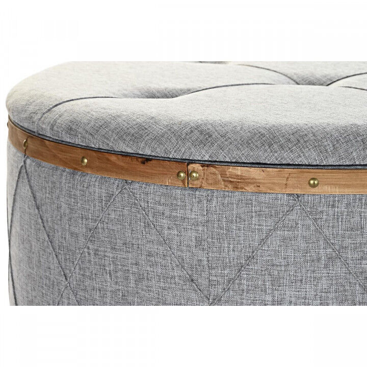 Panca DKD Home Decor   Naturale Legno Poliestere Grigio chiaro (80 x 80 x 43 cm)