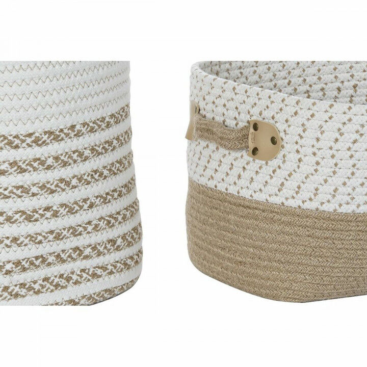 Set de basket DKD Home Decor Blanc Marron Jute 45 x 45 x 54 cm