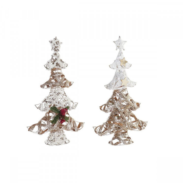 Árbol de Navidad DKD Home Decor Dorado Blanco Ratán (32 x 10 x 56 cm) (2 Unidades)