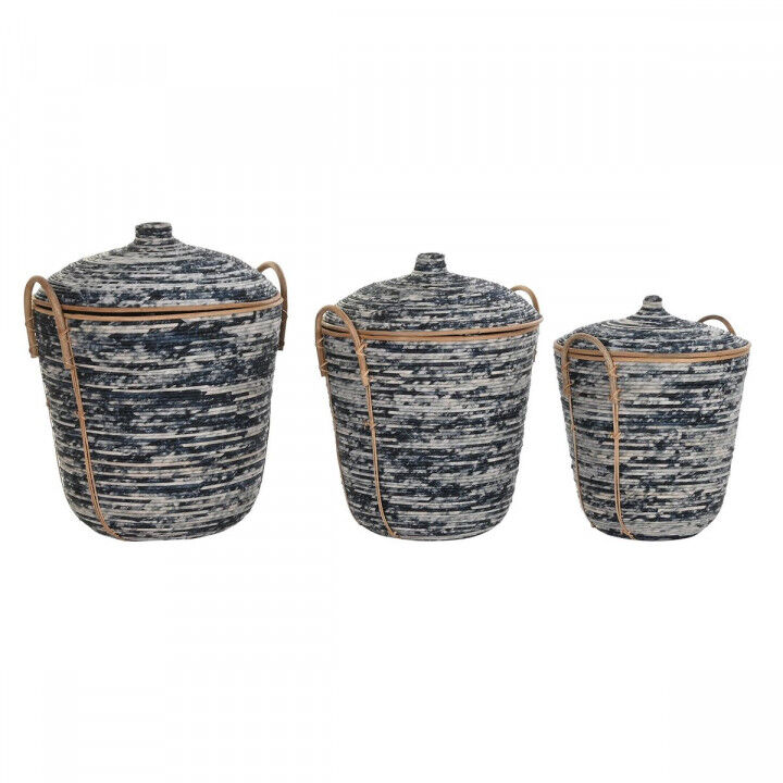 Set di Cestini DKD Home Decor Bianco Nero Naturale