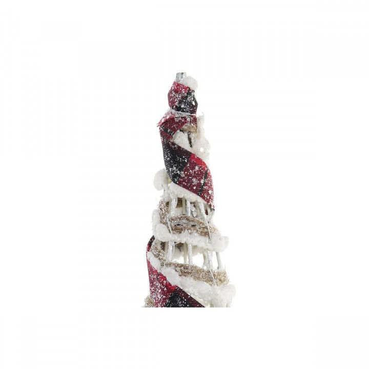 Decorazione luminosa DKD Home Decor Bianco Nero Rosso Naturale Argentato 20 x 20 x 80 cm Coni Natale LED (3 Pezzi)