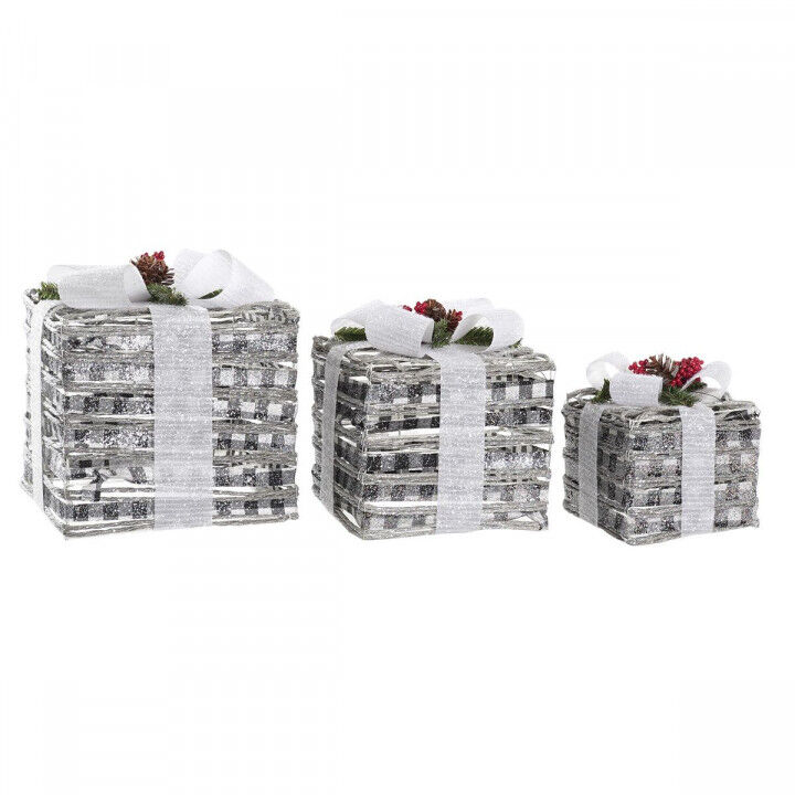 Lighting decoration DKD Home Decor White Red Green Silver Snowfall LED 25 x 25 x 29 cm (3 Pieces)