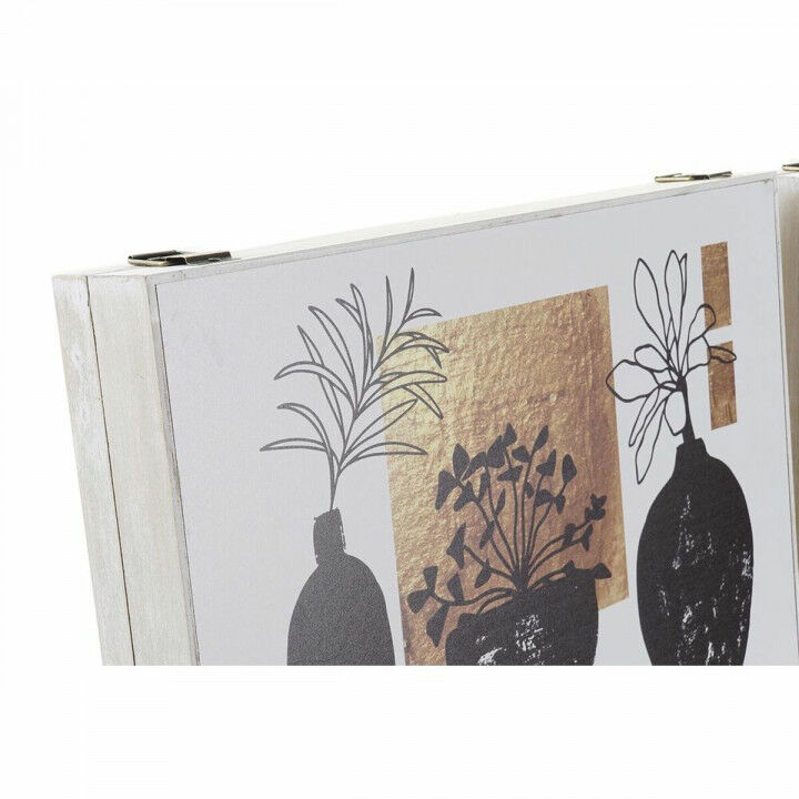 Scatola Decorativa DKD Home Decor Bianco Nero Dorato Legno MDF Moderno Vaso (2 Unità)