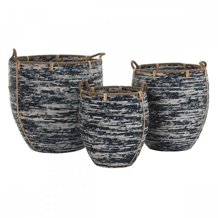 Juego de Cestas DKD Home Decor Blanco Negro 56 x 56 x 60 cm 52 x 52 x 60 cm Plástico (3 Piezas)