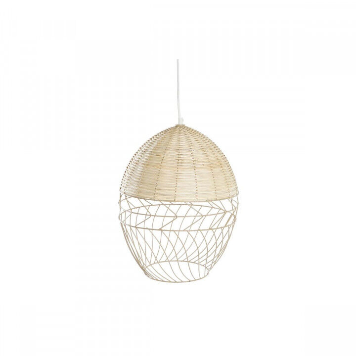 Lámpara de Techo DKD Home Decor Metal Blanco Marrón claro Ratán 50 W (30 x 30 x 38 cm)