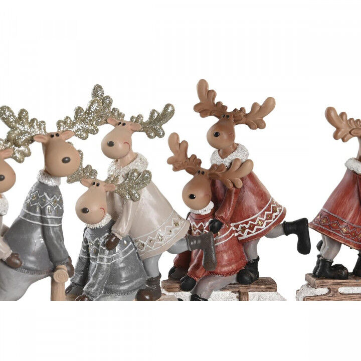 Adorno Navideño DKD Home Decor Resina Reno (13 x 6 x 18 cm) (4 Unidades)