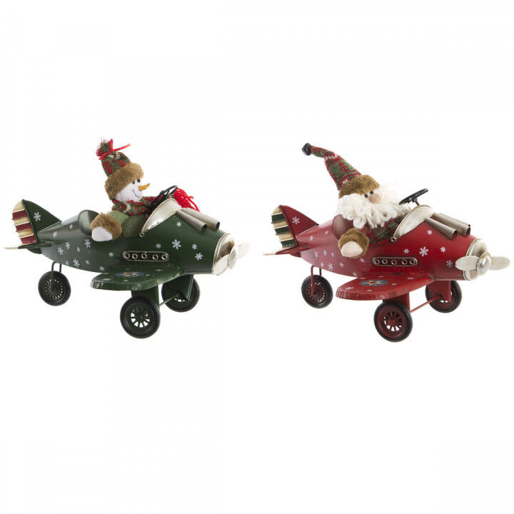 Adorno Navideño DKD Home Decor Avión Metal (36,5 x 23 x 25 cm) (2 Unidades)