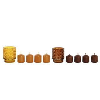 Set di Candele DKD Home Decor Marrone Senape (2 Unità)