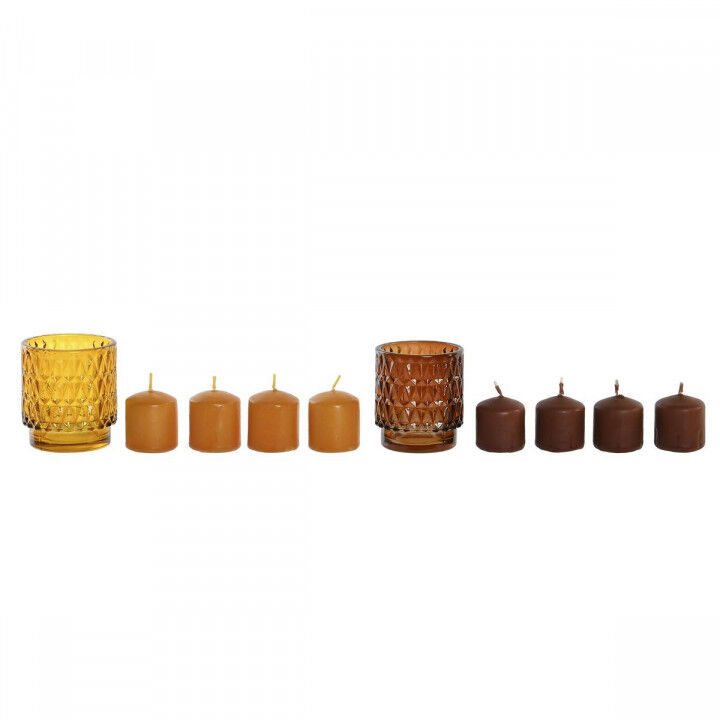 Set di Candele DKD Home Decor Marrone Senape (2 Unità)
