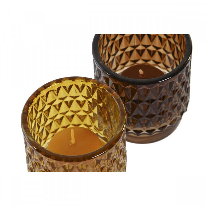 Set de Velas DKD Home Decor Marrón Mostaza (2 Unidades)