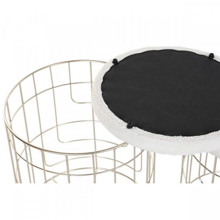 Poggiapiedi DKD Home Decor Beige Dorato Metallo Poliestere Bianco Moderno (38 x 38 x 44 cm) (35 x 35 x 40 cm)