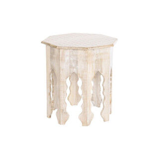 Table d'appoint DKD Home Decor 49 x 49 x 53,5 cm Marron Blanc Bois de manguier
