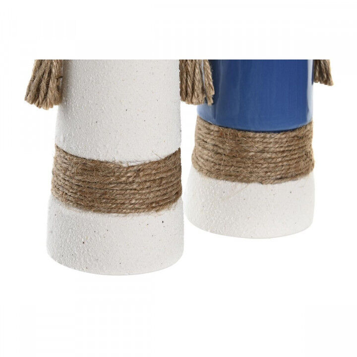 Vase DKD Home Decor aus Keramik Weiß Marineblau (9,5 x 7 x 20 cm) (2 Stück)