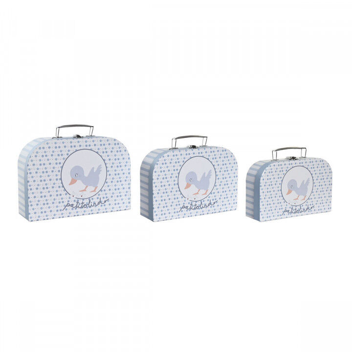 Set de boîtes décoratives DKD Home Decor 28 x 9,5 x 20 cm Bleu Métal Multicouleur Carton