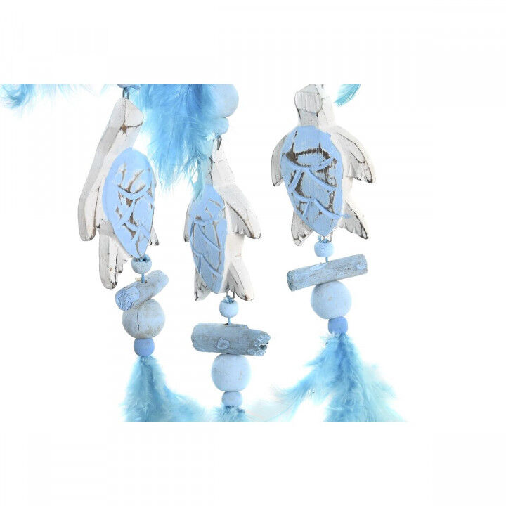 Dekoration zum Aufhängen DKD Home Decor Blau Weiß Feder Mediterraner (14 x 5 x 45 cm) (2 Stück)