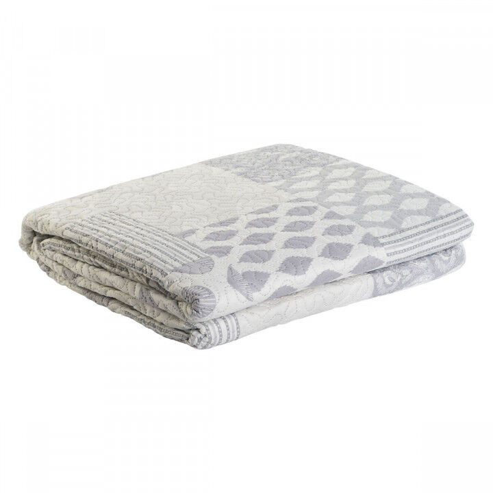 Colcha DKD Home Decor Beige Gris Cama de 180 270 x 270 x 1 cm