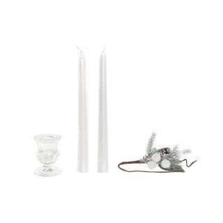 Candle Set DKD Home Decor White Christmas 21 x 10 x 5 cm 2 x 2 x 20 cm (4 Pieces)