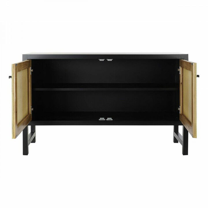 Aparador DKD Home Decor   Negro Natural Ratán Abeto 120 x 38 x 76 cm