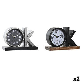 Orologio da Tavolo DKD Home Decor Nero Argentato (2 Unità)