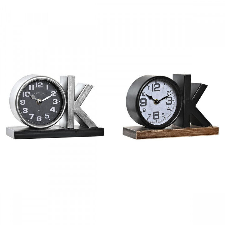 Orologio da Tavolo DKD Home Decor Nero Argentato (2 Unità)