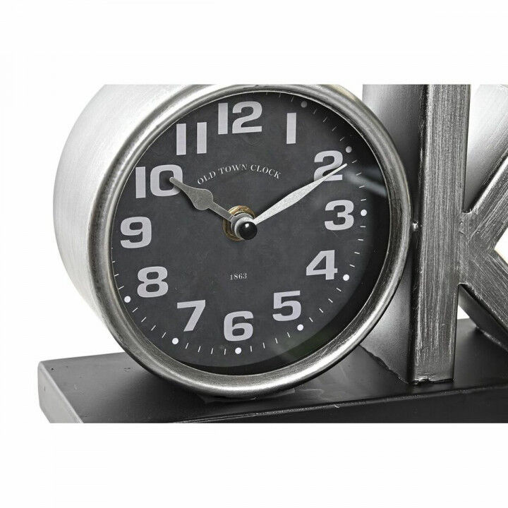 Table clock DKD Home Decor Black Silver (2 Units)